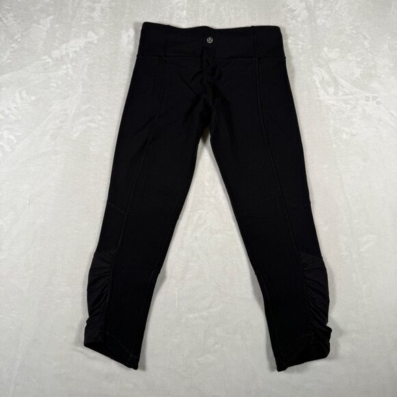 Lululemon Leggings Women Size 6 Scrunch Leg W26 L22 Black Gym Yoga Hidden Pocket - Picture 5 of 7
